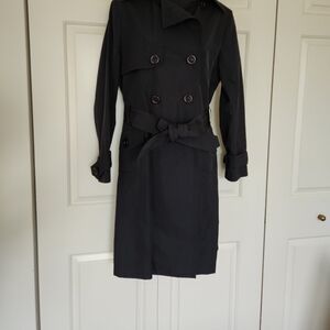 Sleek Black Trench Coat with Timeless Elegance